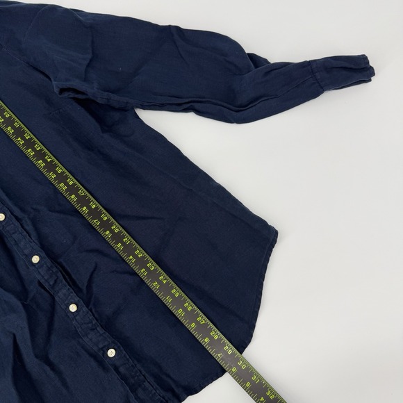 J. Crew Wren Slim Shirt in Baird McNutt 100% Irish Linen Navy Blue Size 16T - Picture 8 of 9